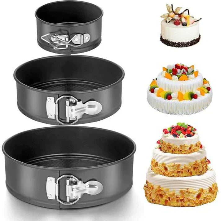 3Pcs Round Cake Mould Non-Stick Leak-Proof Cake Baking Pans