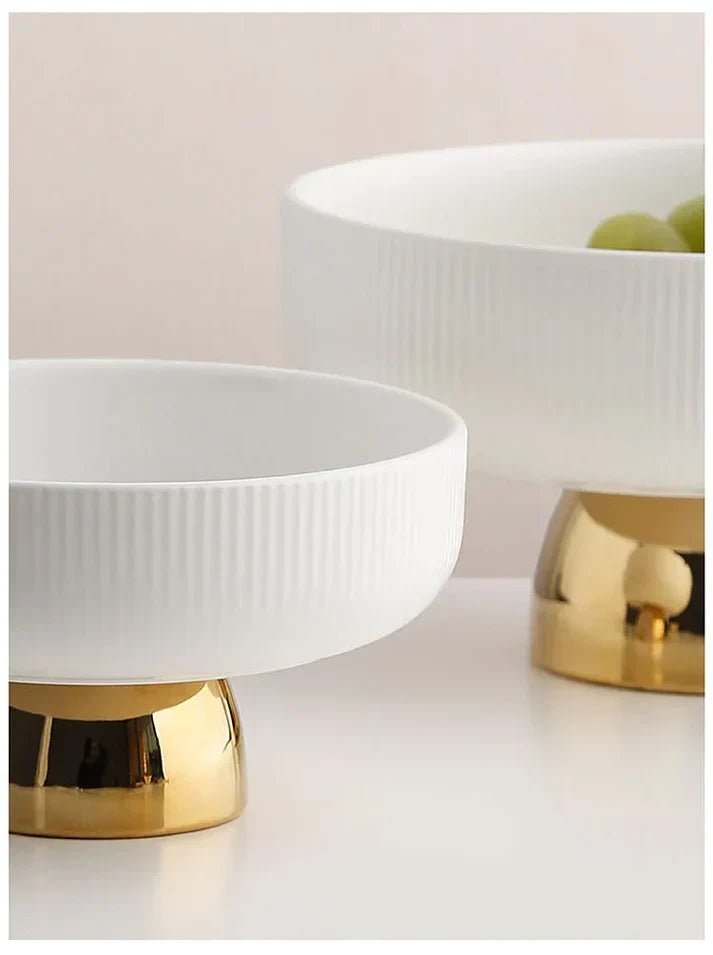 Ceramic Stylish Fruit Bowls with Gold Foot