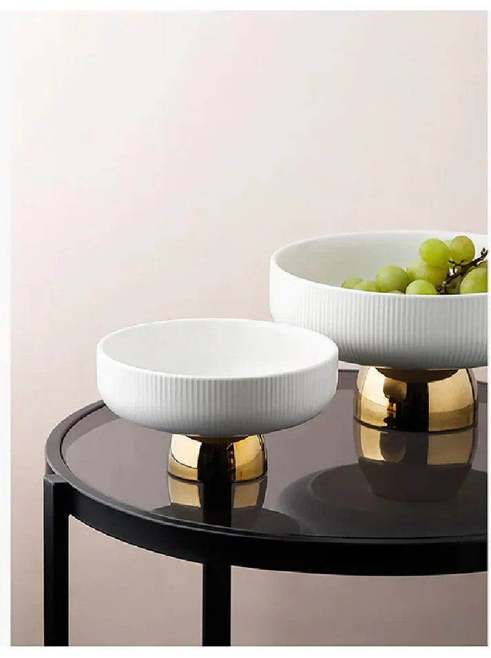 Ceramic Stylish Fruit Bowls with Gold Foot