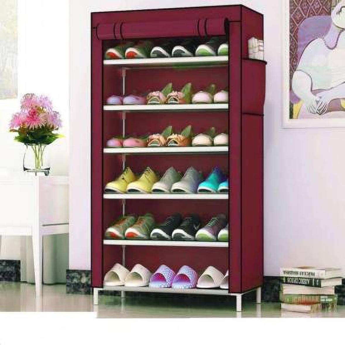 6 Layer Storage Shoe Rack with Wardrobe Cover