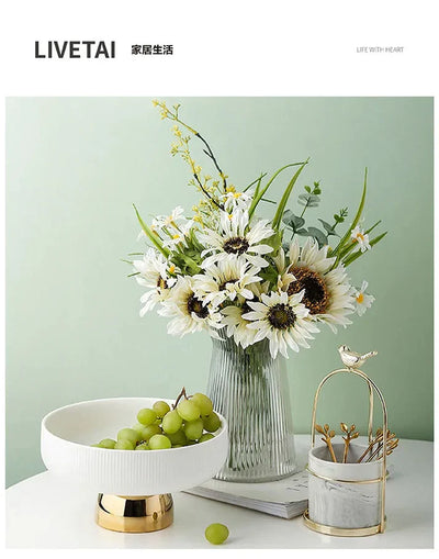 Ceramic Stylish Fruit Bowls with Gold Foot